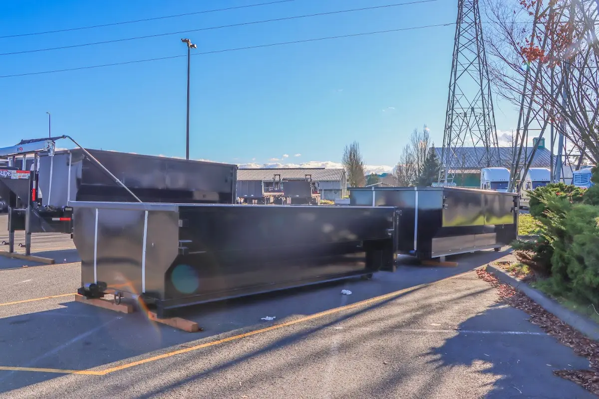 Roll-off dumpster ready for waste disposal at job site for Construction Dumpster Rental in Fishersville